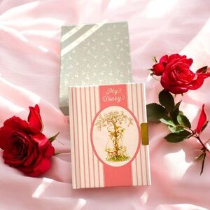 VTG Carlton Cards Pink Hollie Hobby Girls Diary Unlocked Journal & Box NO Key